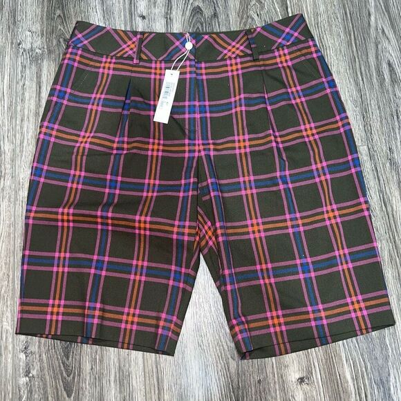 Trina Turk Dexter Long Shorts Size 8 Parker Plaid - Picture 1 of 5